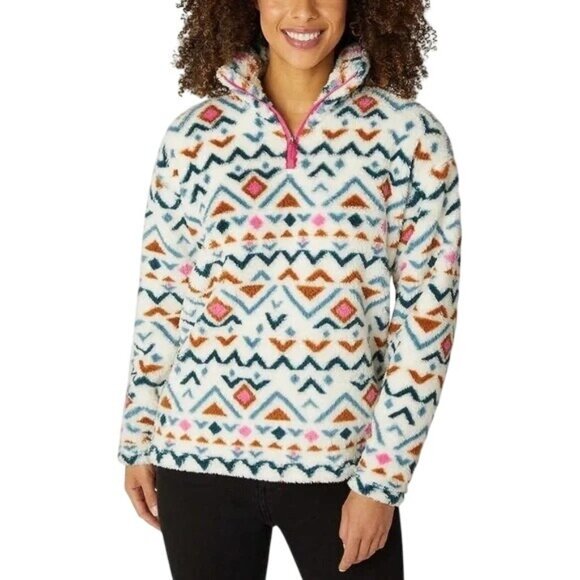 Eddie Bauer Size L Soft Fleece 1/4 Zip Long Sleeve Pullover Sweater Sweatshirt - Picture 2 of 10